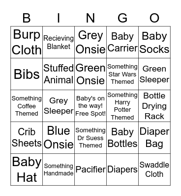 Asia's Baby Shower Bingo Card