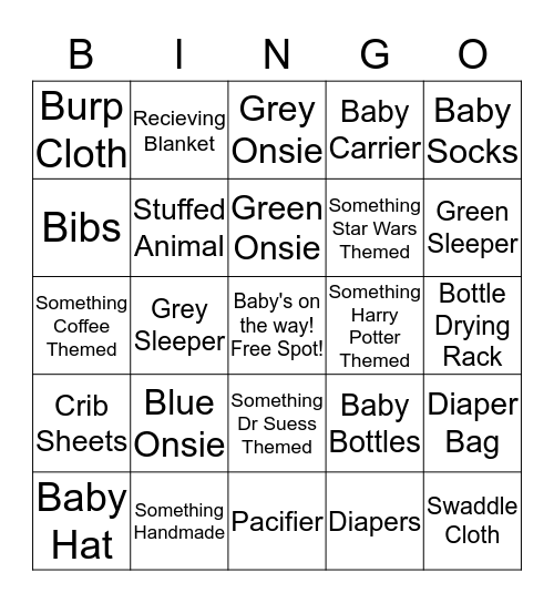 Asia's Baby Shower Bingo Card