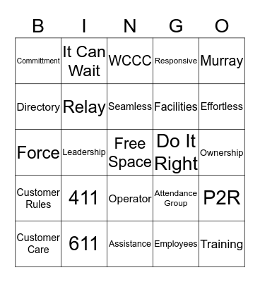 Customer Service Week Bingo Card