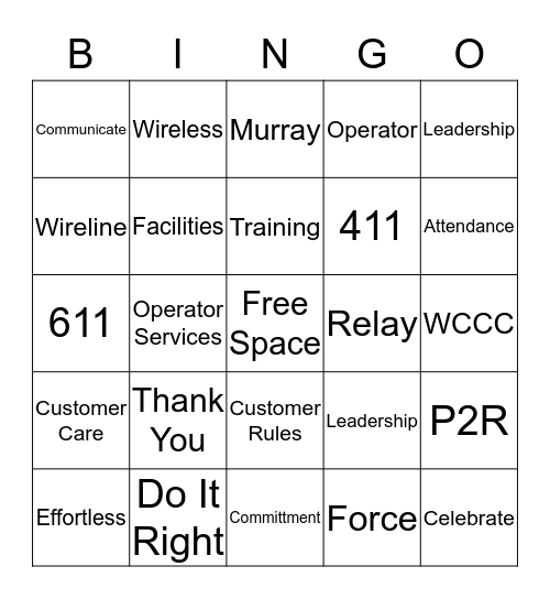 Customer Service Week Bingo Card