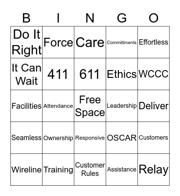 Customer Service Week Bingo Card