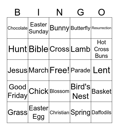 Easter bingo Card