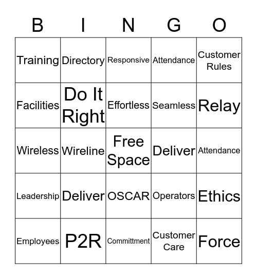 Customer Service Week Bingo Card