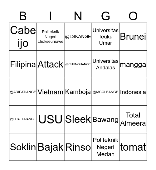 King Bryan Bingo Card
