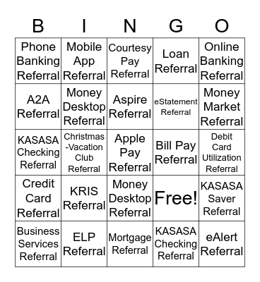 Referral BINGO! Bingo Card