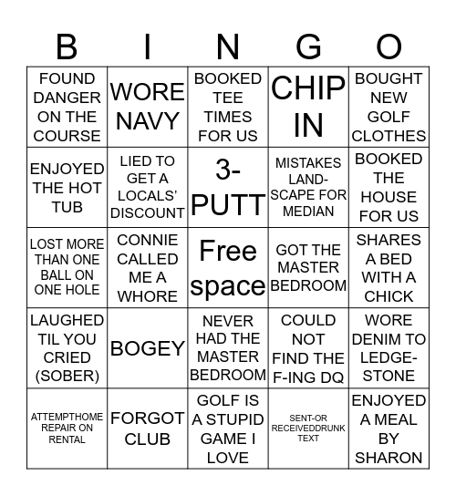 FUN GOLF Bingo Card