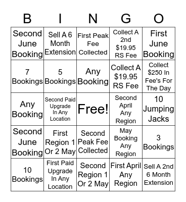 Activation's Bingo Card