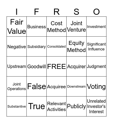 IFRS-O Bingo Card