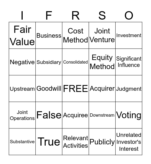 IFRS-O Bingo Card