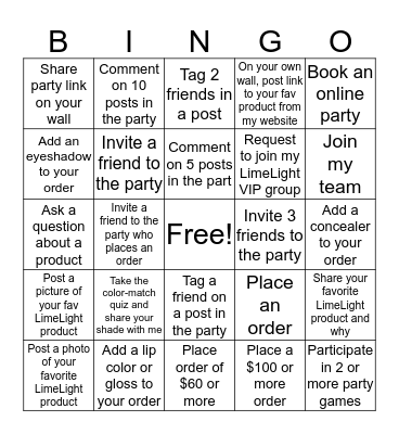 LimeLight Bingo Card