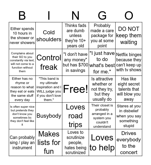 Leo Bingo Card