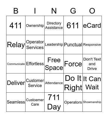 Customer Service Week Bingo Card