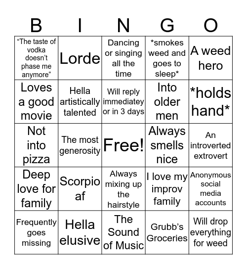 Christopher Bingo Card
