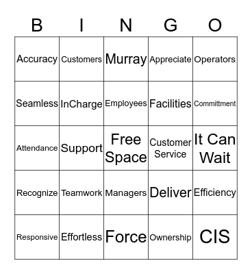 Customer Service Week Bingo Card