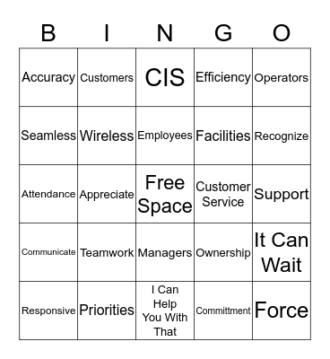 Customer Service Week Bingo Card