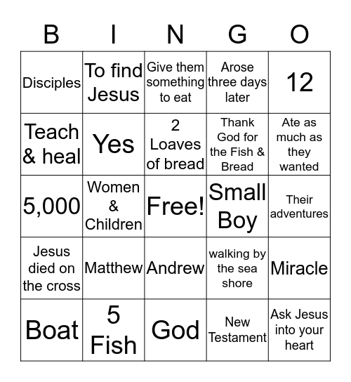 Jesus Feeds Five Thousands Bingo Card