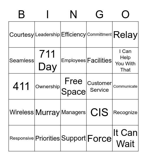 Customer Service Week Bingo Card