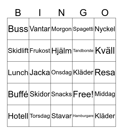 Romme Bingo Card