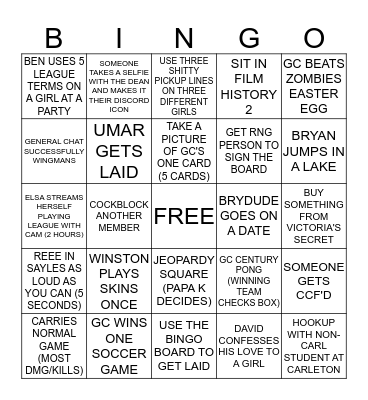 GC Bingo Card