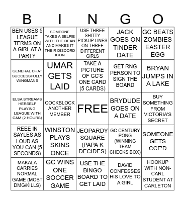GC Bingo Card