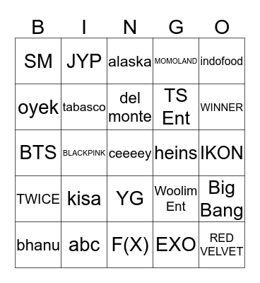 kisanya sehun Bingo Card