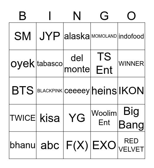 kisanya sehun Bingo Card