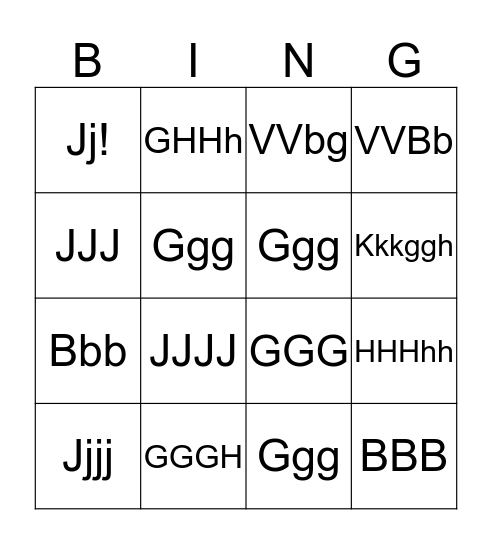 Unti Bingo Card