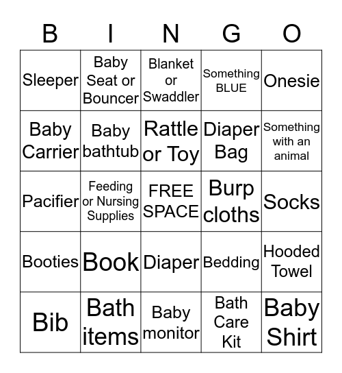 Baby Bingo Card