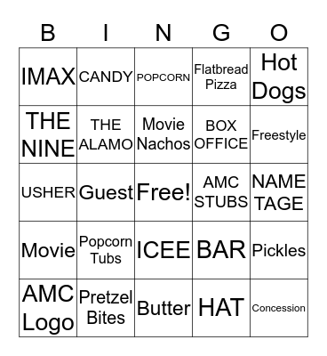 Movie Bingo  Bingo Card