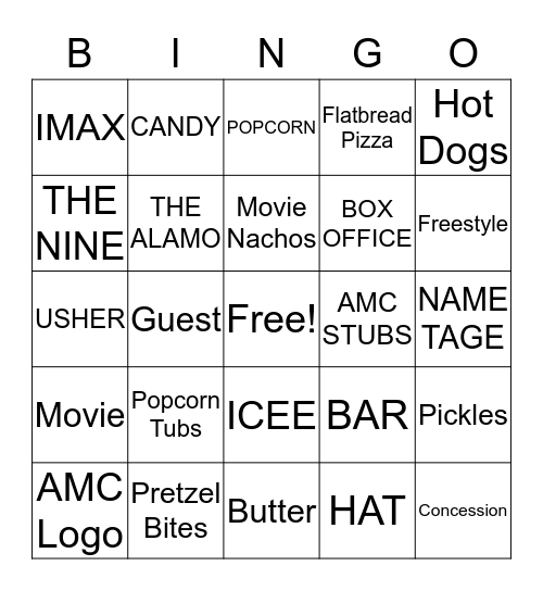 Movie Bingo  Bingo Card