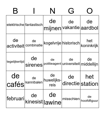 5de :woordpakket 11 tot 16 Bingo Card
