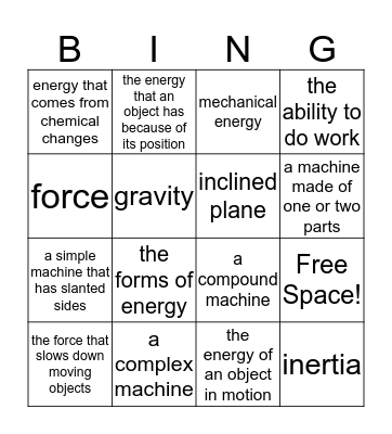 Test Review Bingo Card