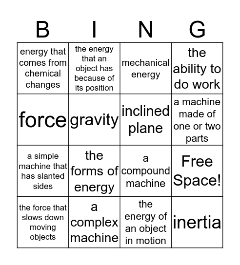 Test Review Bingo Card