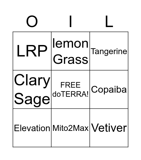 doTERRA Bingo Card