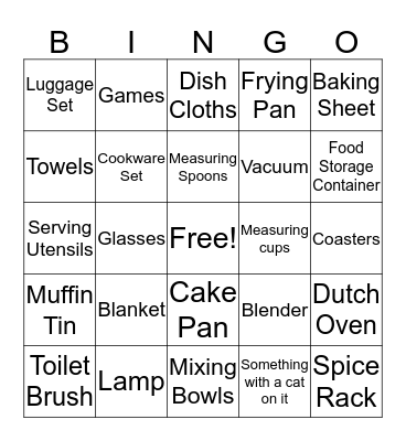 Bridal Bingo Card