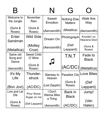 Musical Bingo ♫ Bingo Card