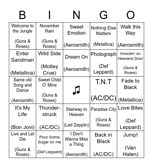 Musical Bingo ♫ Bingo Card