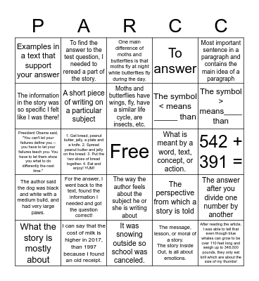 PARCC Bingo Card