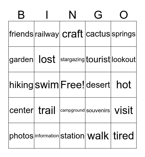 A Visit to Hot Springs Park Bingo Card