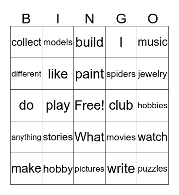 The Hobby Club! Bingo Card