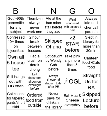 TPJC Bingo Card