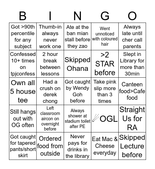 TPJC Bingo Card