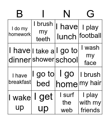 Daily Routine Bingo Card
