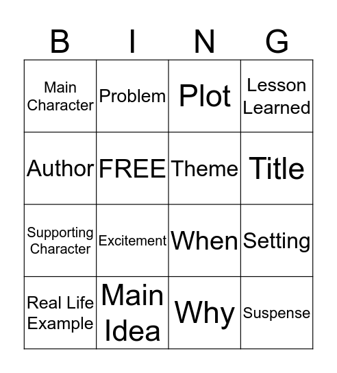 Reading Bingo Card