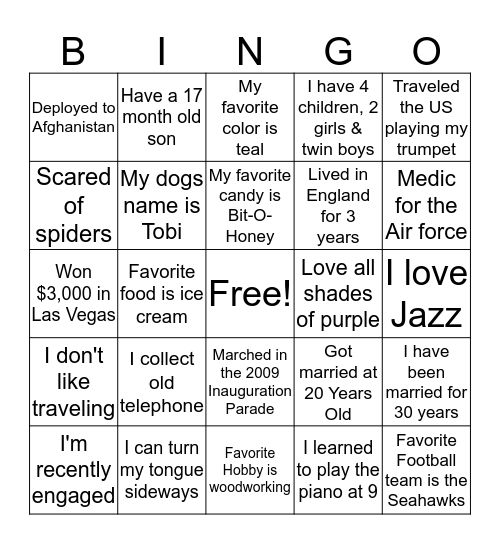 HIMS Know your Co-Workers BINGO Card