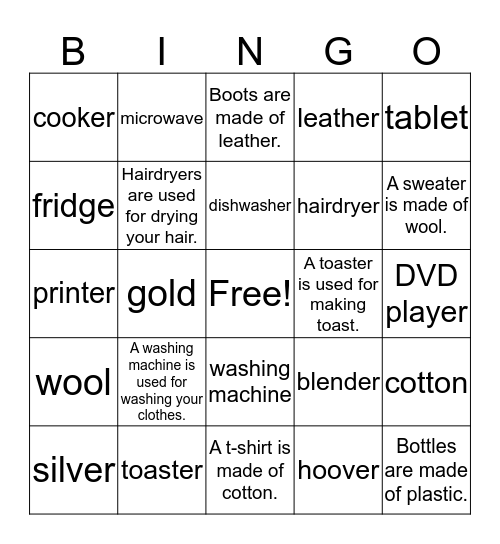 UNIT 6 BINGO  Bingo Card