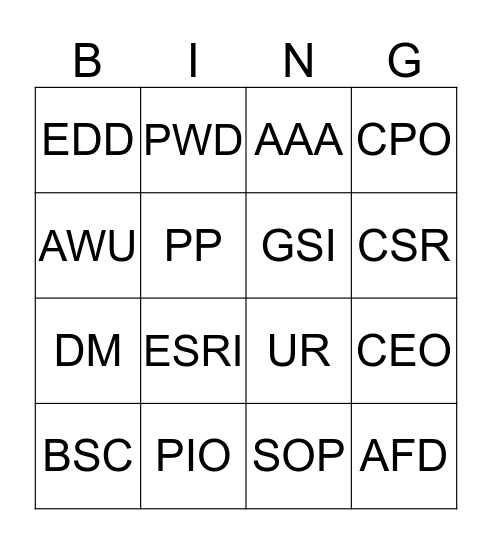 AUSTIN CODE  Bingo Card