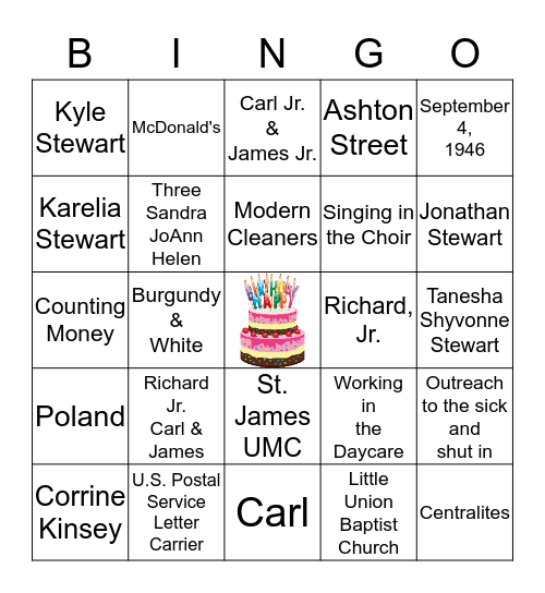 BIRTHDAY CELEBRATION Bingo Card