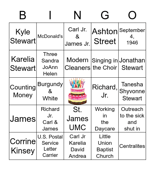 BIRTHDAY CELEBRATION Bingo Card