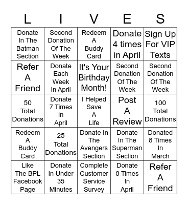 SAVING Bingo Card